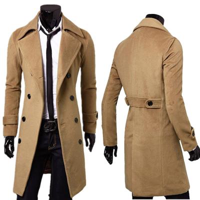 China Newest Autumn Winter Warm Fleece Men's Slim Wool Coat Men's Double Breasted Jacket QUICK DRY Long Design for sale