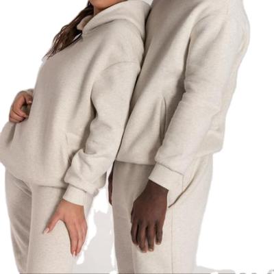 China Viable custom winter elastic wrist hoodie set cotton solid color sweatsuit unisex sports tracksuit for sale