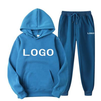 China Wholesale Custom Anti-wrinkle Colors Logo Jogger Fleece Two Piece Men's Unisex Hoodies Set Sweatpants And Hoodie Set for sale