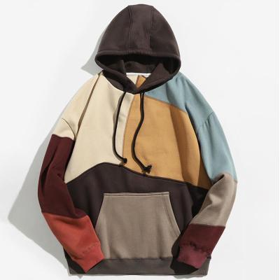 China New Design Anti-wrinkle Custom Color Block Heavyweight Men's Logo Hoodies Pullover Streetwear Hoodie for sale