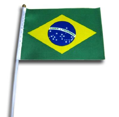 China 2014 World Cup Brazil Souvenirs Fan Flag With 170T Polyester , Plastic Stick en venta