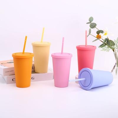 China Sustainable New Fashion Double Layer Plastic Durian Grid Iridescent Cups Studded Tumbler Cup 450 ml Double Wall Plastic Straw Cup for sale