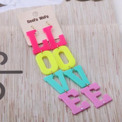 China Y2K MOM custom name punk NeeFuWoFu earrings new dangling exaggerate long letter earring Crystal Wholesale snap acrylic jewelry for sale