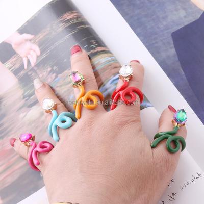 China ALLOY NeeFuWoFu Snake Ring For Woman Bohemia Multicolor Colorful Rings De Madera Pulseira Estrela De Cinco Elastic Glass Beads for sale