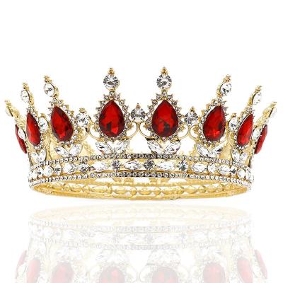 China NeeFu WoFu 18color Round Crown Crown Glorious Simulated Rhinestone Ruby Crystal Multicolor Pageant Full Circle Bridal Gold Red Tiaras Crown for sale