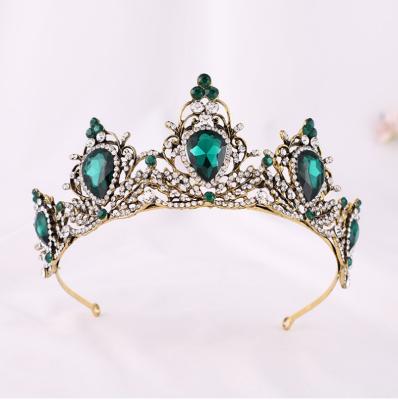 China Female Exaggerated Large Water Drop Rhinestone Gemstone Crown Large Headdress Ladies Wedding Gift for sale