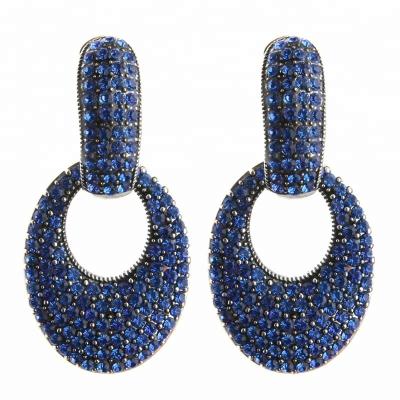 China NeeFu WoFu Women's Dangling Earrings Metal Fashion Accessories Beautiful Rhinestone Large Dangling Oval Earrings for sale