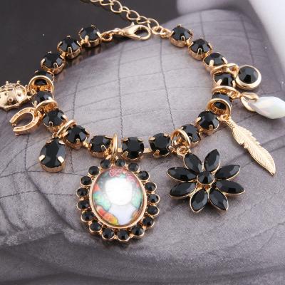 China ALLOY NeeFuWoFu Rhinestone Bangle Metal Beaded Charm Bracelet Bohemia De Madera Pulseira Jewelry for sale