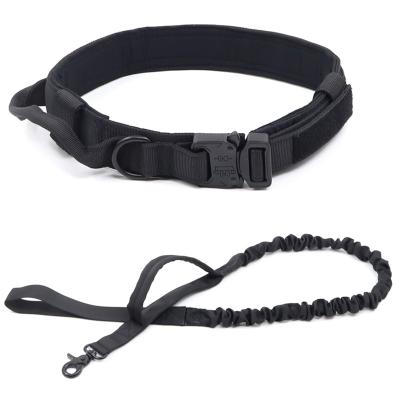 China Dogs Accesorios Para Mascotas Outdoor Dog Leash Tow Rope Training Tactical Collar Nylon Adjustable Military Dog Collar for sale