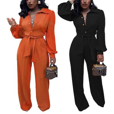 China 2022 Color Women's Top Loose Wide Leg Breathable Warm Lantern Sleeve Temperament Style Pants Suit Solid Color Casual Two-piece Suit for sale