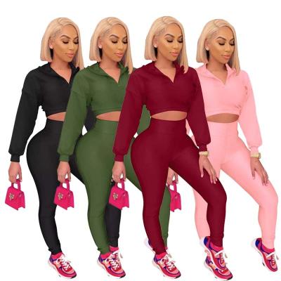 China Breathable Fitness Workout Jogging Casual Hoodie Solid Colors Long Sleeve 2021 Spring Women Clothing 2 Pieces Set Women Pants Two Piece Set for sale