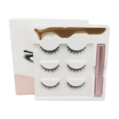 China Natural Long False Lashes Set To Stick 2021 New Arrival Free Magnetic Strip Eyelashes/3d Mink Eyelashes Eyelashes Magnets Customize 3D for sale