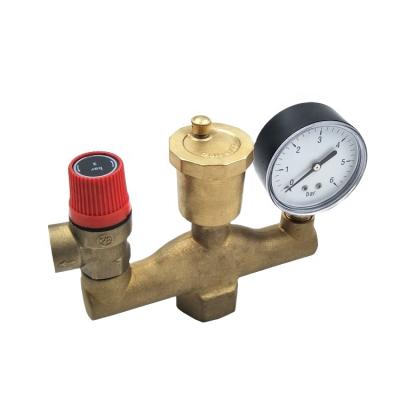 China Traditional brass boiler parts set with vent safety valve and pressure gauge for sale