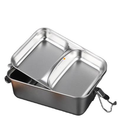 China New Sustainable Outdoor 304 Stainless Steel Lunch Box Vegetable Prep Box With Handle Portable Lunch Box for sale