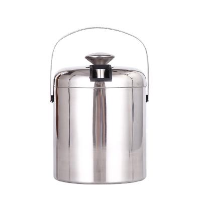 China Durable 304 Stainless Steel Metal Inner Insulation Portable Ice Bucket Double Wall ContaIiner Ice Tubs With Cold Function for sale