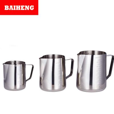 China 304 Stainless Steel Garlands Sustainable Cup Milk Foaming Jug Coffee Milk Pot Thick Foamer Mugs Italian Latte Art Jug Milk Pitcher for sale