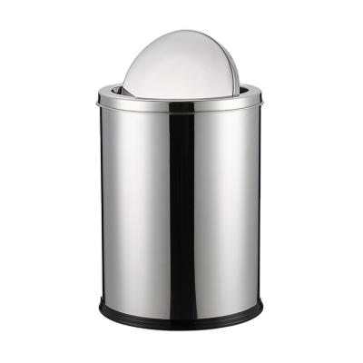 China Wholesale Indoor Viable Swing Lid Dust Bin Swing Lid Waste Bin Stainless Steel Flip Top Rotating Trash Bin for sale