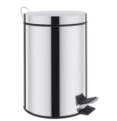 China Sustainable Cheap Pedal Trash Round Brushed Stainless Steel Step Trash Can Wastebin for sale