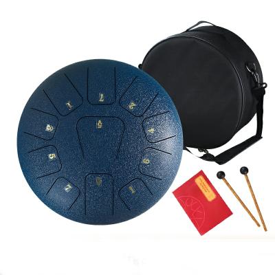 China Mini Percussion Steel Tongue Drum durable 12 inch 13 musical instruments for kids Handpan percussion with protrusion for sale