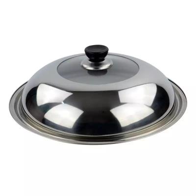 China Sustainable Hot Selling Cookware Wok Cover Cooking Pot Capping Basket Visible Cover Stainless Steel for sale