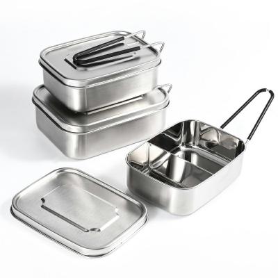 China Wholesale Hot Restaurant Tiffin Box Compartment Sealing Bento Food Box Stainless Steel Eco-friendly Lunch Box With Silicone Handle for sale