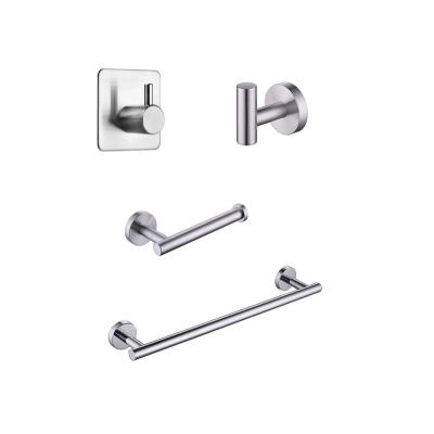 China Toilet 4 Piece Sustainable Hotel Hardware Stainless Steel Hardware Wall Mounted Bathroom Accessories Home Brushed Set for sale