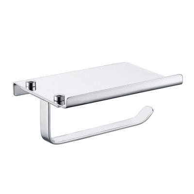 China Modern New Design Single Stainless Steel Toilet Paper Holder With Shelf Roll Paper Holder for sale