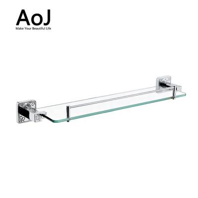 China Professional Brass Simple Bathroom Glass Shelf Quickly Installation Eco - Friendly for sale