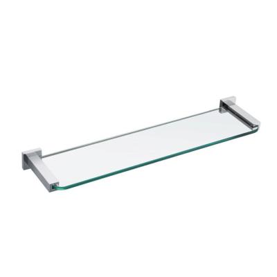 China Latest Design Eco - Friendly Square Accessories Brass Storage Glass Shelf Bathroom for sale