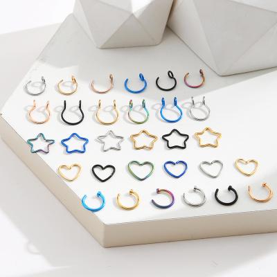 China TRENDY Fashion Star Pentagon Nose Clip Alloy Color Love Geometric Women Nose Clip Personality Jewelry Accessories Gift for sale