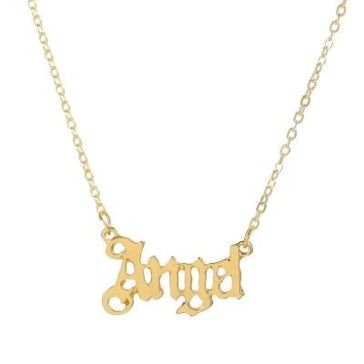 China TRENDY Angel Letter Necklaces Link Chain Fashion Women Choker Gold Plated Jewelry For Ladies Female Gift Modern Necklace for sale