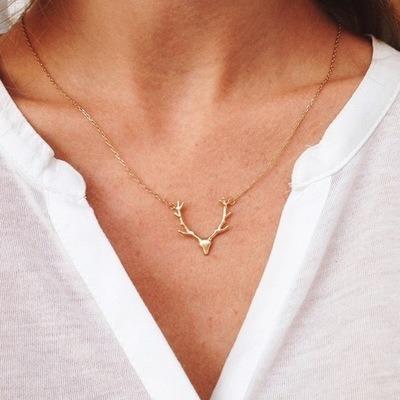 China Fashion Elks Charm Pendant Design For Ladies Women Alloy Choker Gold Plated Cute Female Necklaces Gift Jewelry For Kids for sale