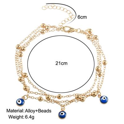 China Summer Hot Bohemian Turkish Blue Eye BOHEMIA Style Pendant Foot Ornaments Beaded Beach Chain Anklets for sale