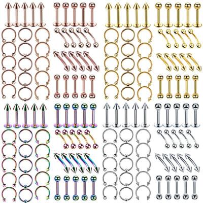 China FASHIONABLE Amazon Hot Selling 40 Pcs Set Stainless Steel Body Jewelry Piercing Nose Rings For Men And Women for sale