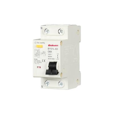 China DZ40LE 400 Volt 6kA 30/100mA 1P+N 63A RCBO Residual Current Circuit Breaker With 6KA Overcurrent Protection for sale