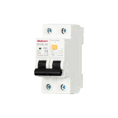 China IEC DZ40LE 400V 6kA Curve C D 30/100mA 1P+N 2P 63A RCBO Residual Current Circuit Breaker With 6KA Overcurrent Protection for sale