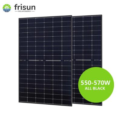 China Solar Power System Frisun Panel Solar All Black Monocrystalline Solar Panels All Black 560w Black Frame 550w 565w 575w Solar Panel  With CE TUV for sale