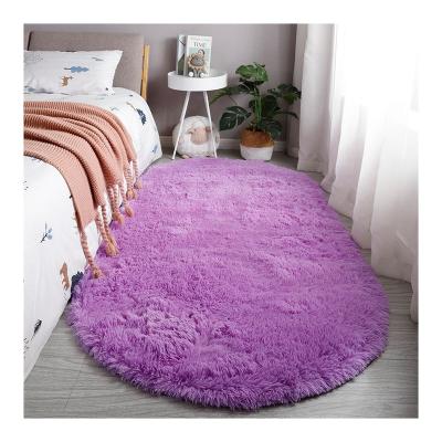 China 100% Polyester Washable Home Area Rug Elliptical Pile Long Shaggy Carpet For Living Room for sale