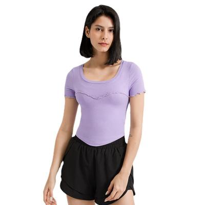 China 2022 Summer Antibacterial Springs/Yarns Running Tight Sports Top Women's Short Sleeve Fitness Wear Tops Yoga T-Shirt for sale