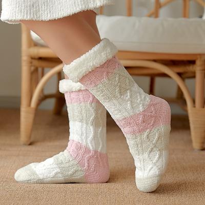 China Breathable Non Slip Soft Comfortable Heavy Indoor Fleece Lined Slipper Sharpe Boot Women Home Socks for sale