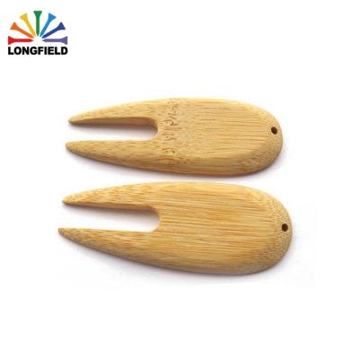 China Custom Bamboo Golf Event Golf Fork / Personalize Golf Divot Repair Tool for sale