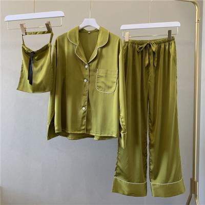 China Wholesale QUICK DRY Long Sleeve Piping Fashionable Sleepwear Women Satin Pajama Sets for sale