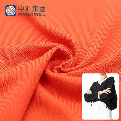 China Single Dyed Fleece Brushed Terry Fabric Rib Cotton Shirt Spandex Yarn Simple Tank Top Sueded Garment Fabric for sale