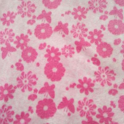 China Memory China Suzhou Product Fleece Velvet Fabric With Printing Pink Flower Pattern For Baby Used And Bedding Item for sale