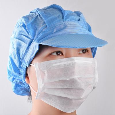 China Esd Cleanroom Antistatic High Quality Antistatic Nonwoven Blue Work Hat for sale