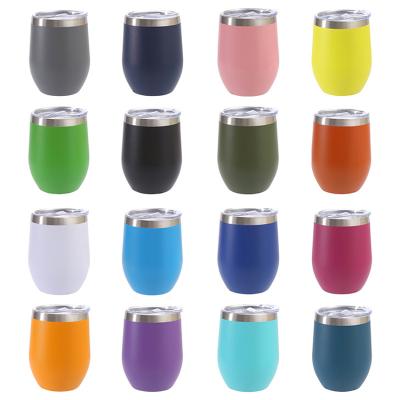 China Viable Custom Wholesale Multicolor 12oz Logo Travel Coffee Mug Egg Shape 304 Stainless Steel Tumbler Double Wall Insulated Wine Mugs for sale