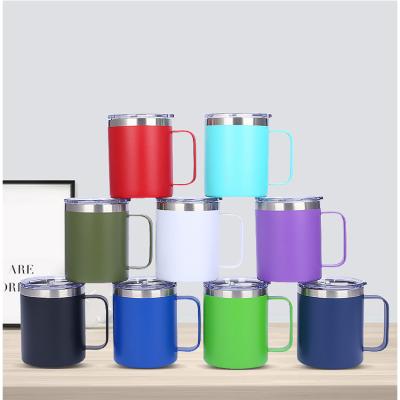 China Amazon Viable Hot Sale 12oz Insulated Stainless Steel Coffee Travel Mug Office Vacuum Coffee Mug With Handle for sale