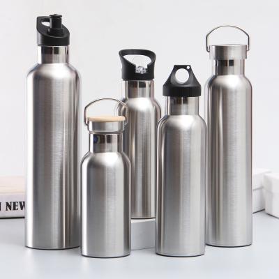 China Stainless Steel Color Vacuum Cup 350/500ml Sports Flask Viable Outdoor Portable Water Bottle With Different Lid for sale