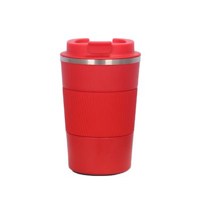 China Korean Style 304 Stainless Steel Double Vacuum Mug Travel Silicone Viable Portable Wall Insulated Coffee Mug for sale