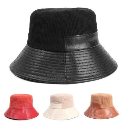 China Fashion\New Design Comfortable\durable Fashion PU With Wool Bucket Hat For Lady Custom Logo Sunshade Women Bucket Cap for sale